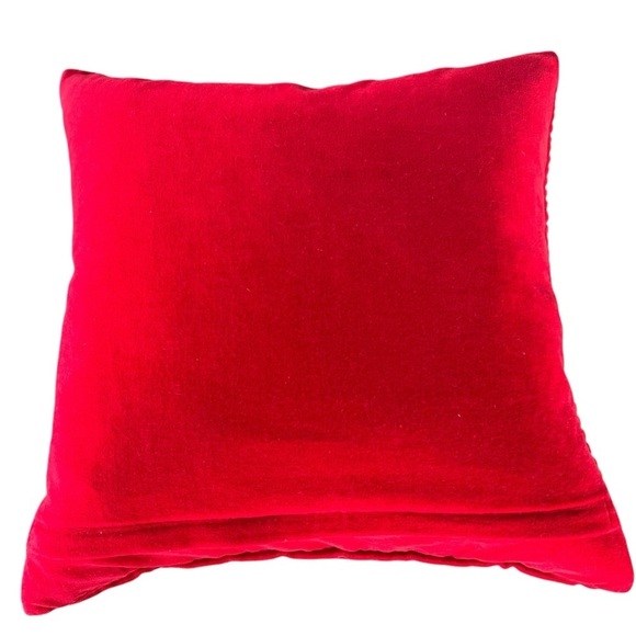 Crate & Barrel Lyra Red Velvet Textured Accent Pillow Set 20 x 20 Down Insert - Picture 4 of 9